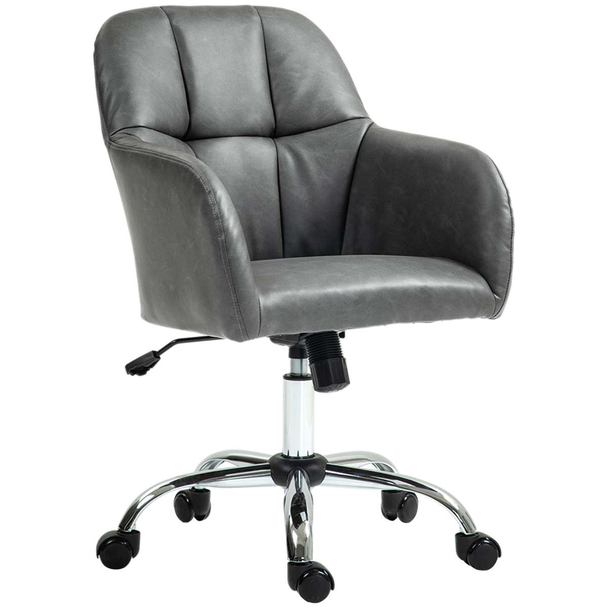 HOMCOM Computer Desk Chair with PU Leather, Swivel Wheels