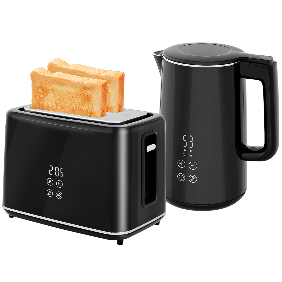 HOMCOM 1.5L 3000W Fast Boil Electric Kettle and 2 Slice Toaster Set