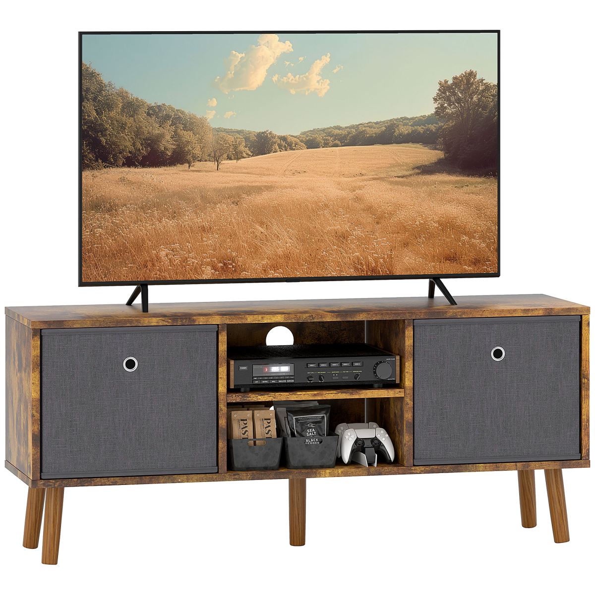 HOMCOM Modern TV Cabinet Stand w/ Shelves & Drawers, Bedroom
