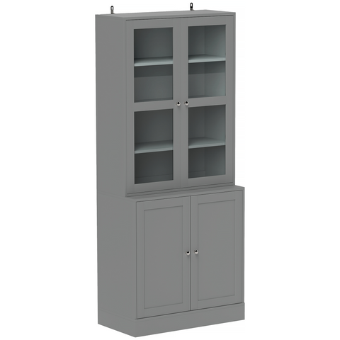 HOMCOM Modern Bookcase Display Storage Cabinet w/ Doors Adjustable Shelves