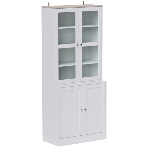 HOMCOM Modern Bookcase Display Storage Cabinet w/ Doors Adjustable Shelves