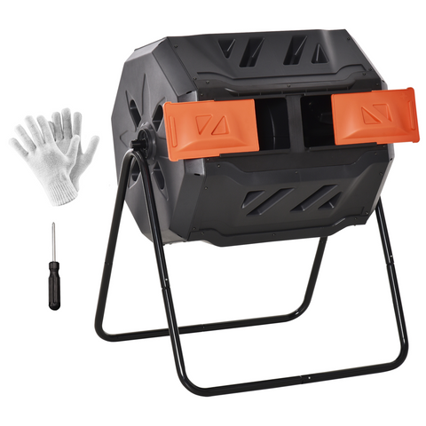 Tumbling Compost Bin Dual Chamber 360 Rotating Composter 160L