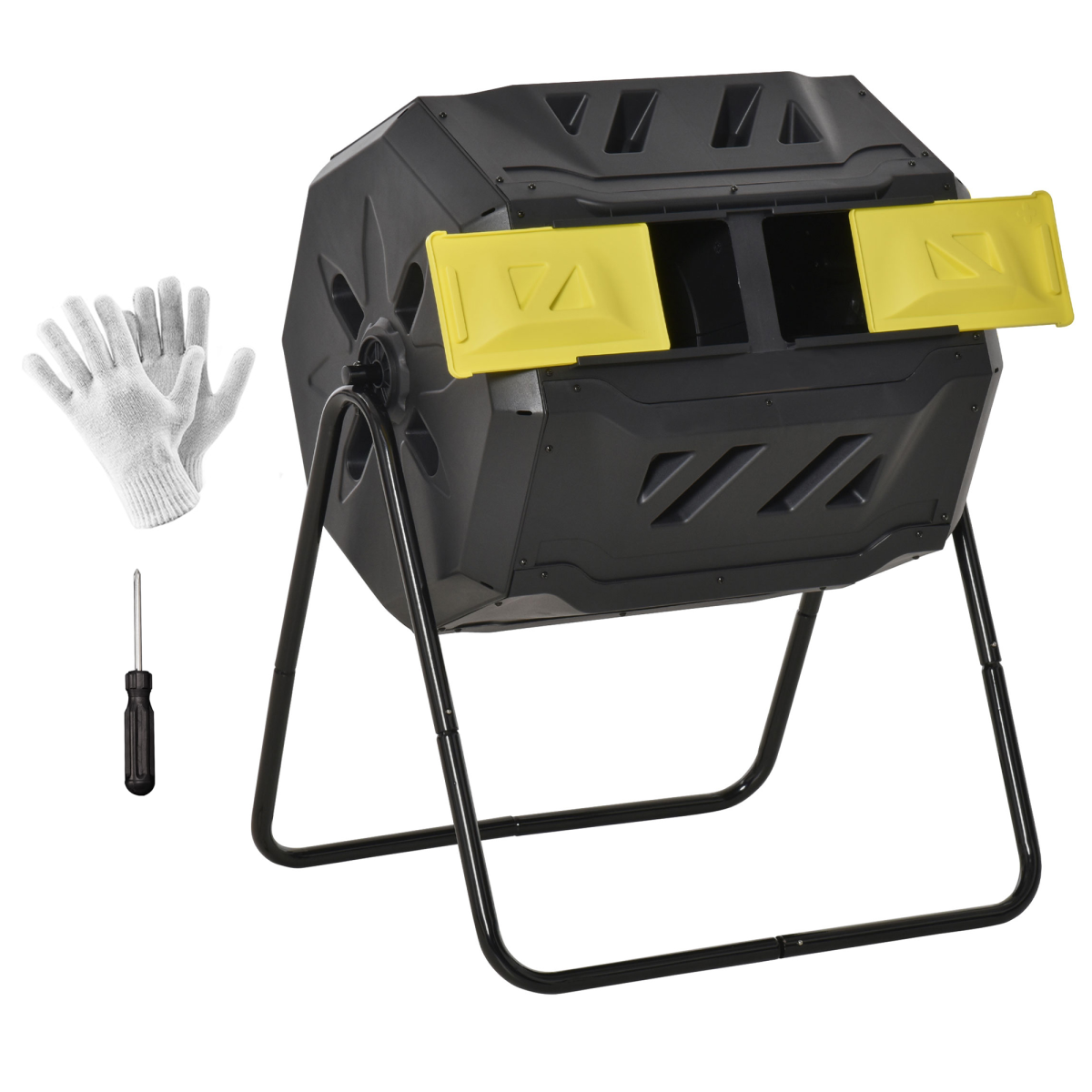 Tumbling Compost Bin Dual Chamber 360 Rotating Composter 160L