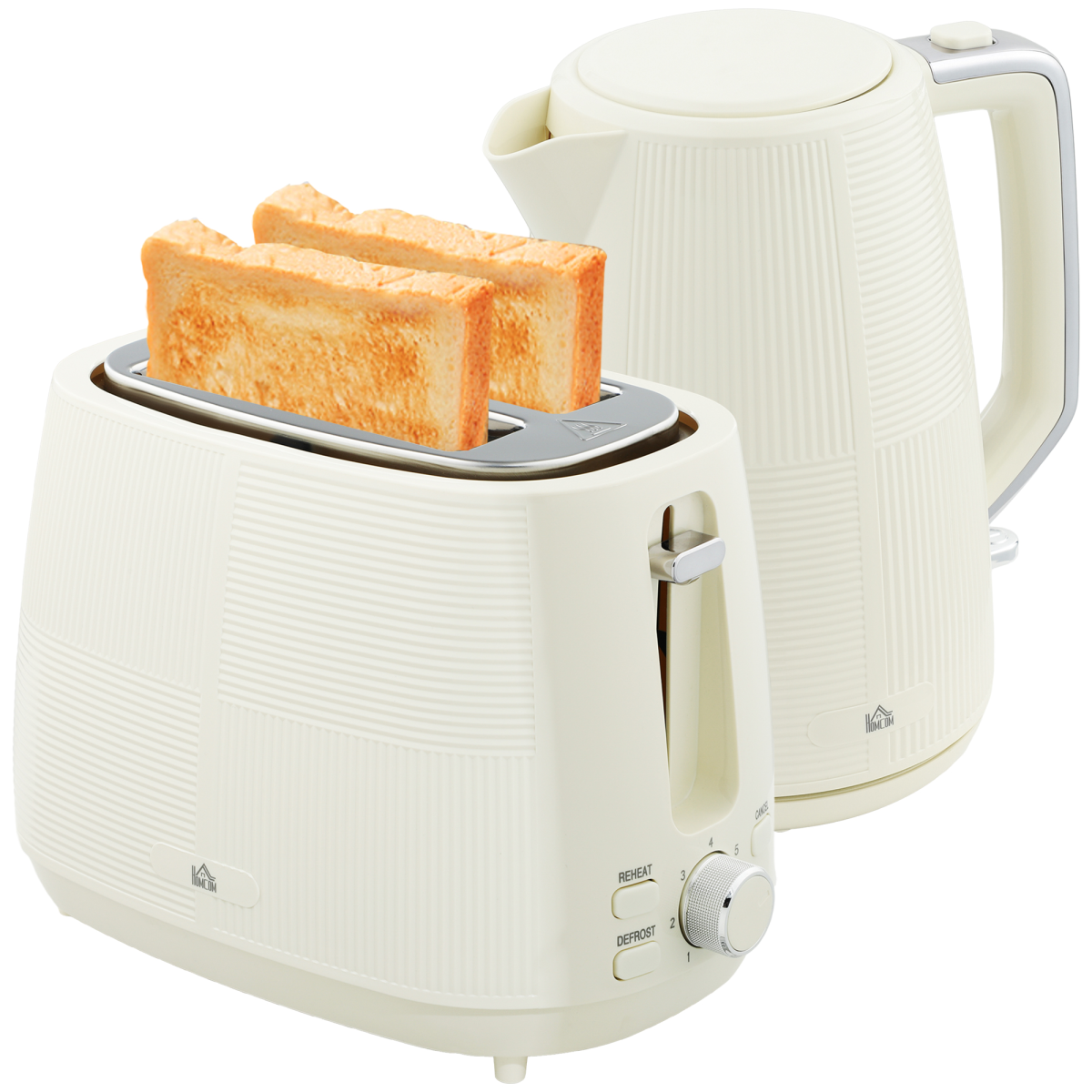 HOMCOM 1.7L Fast Boil Electric Kettle and 2 Slice Water Toaster Set