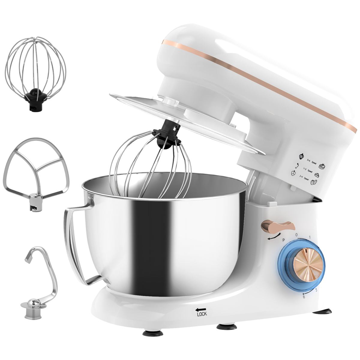 HOMCOM Electric Stand Mixer, 4.5L Food Mixer with Dough Hook, Whisk