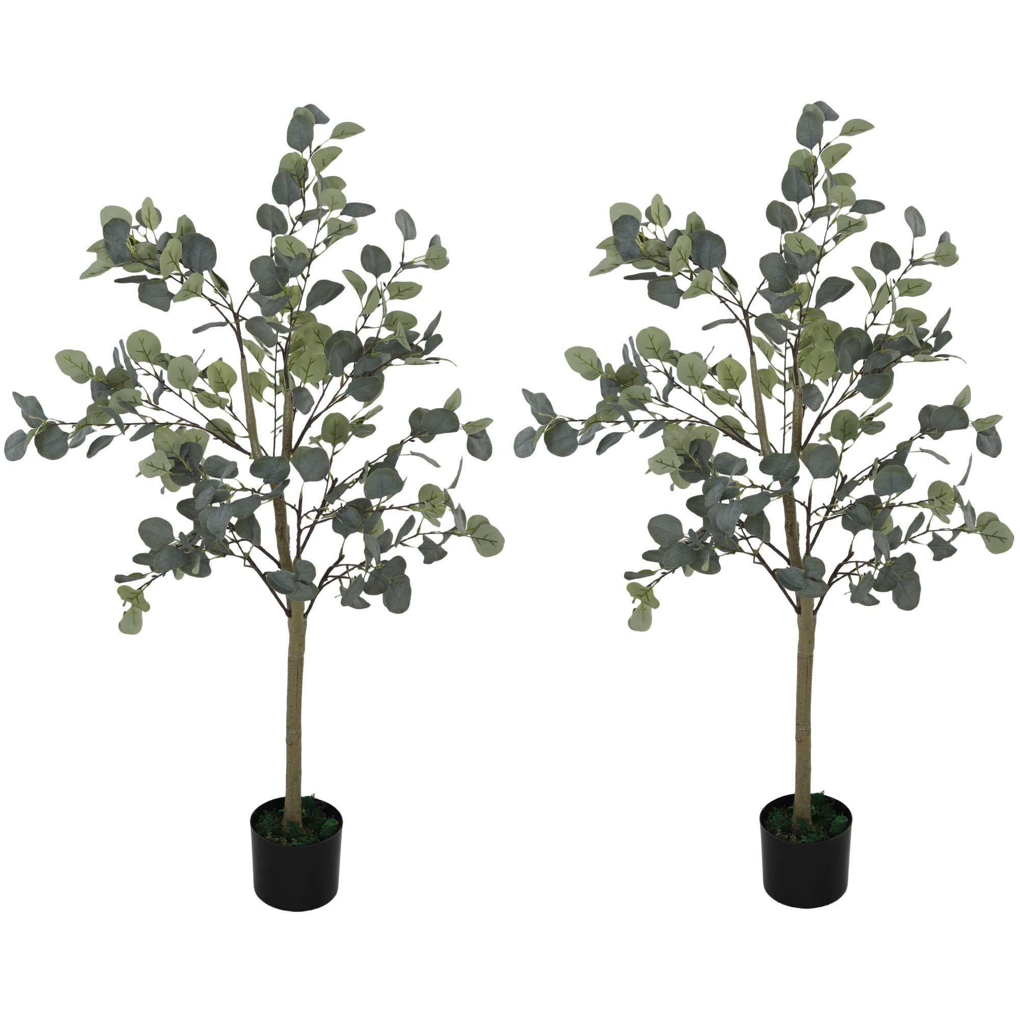 HOMCOM 2 Pack Artificial Plants, Faux Silk Eucalyptus Trees