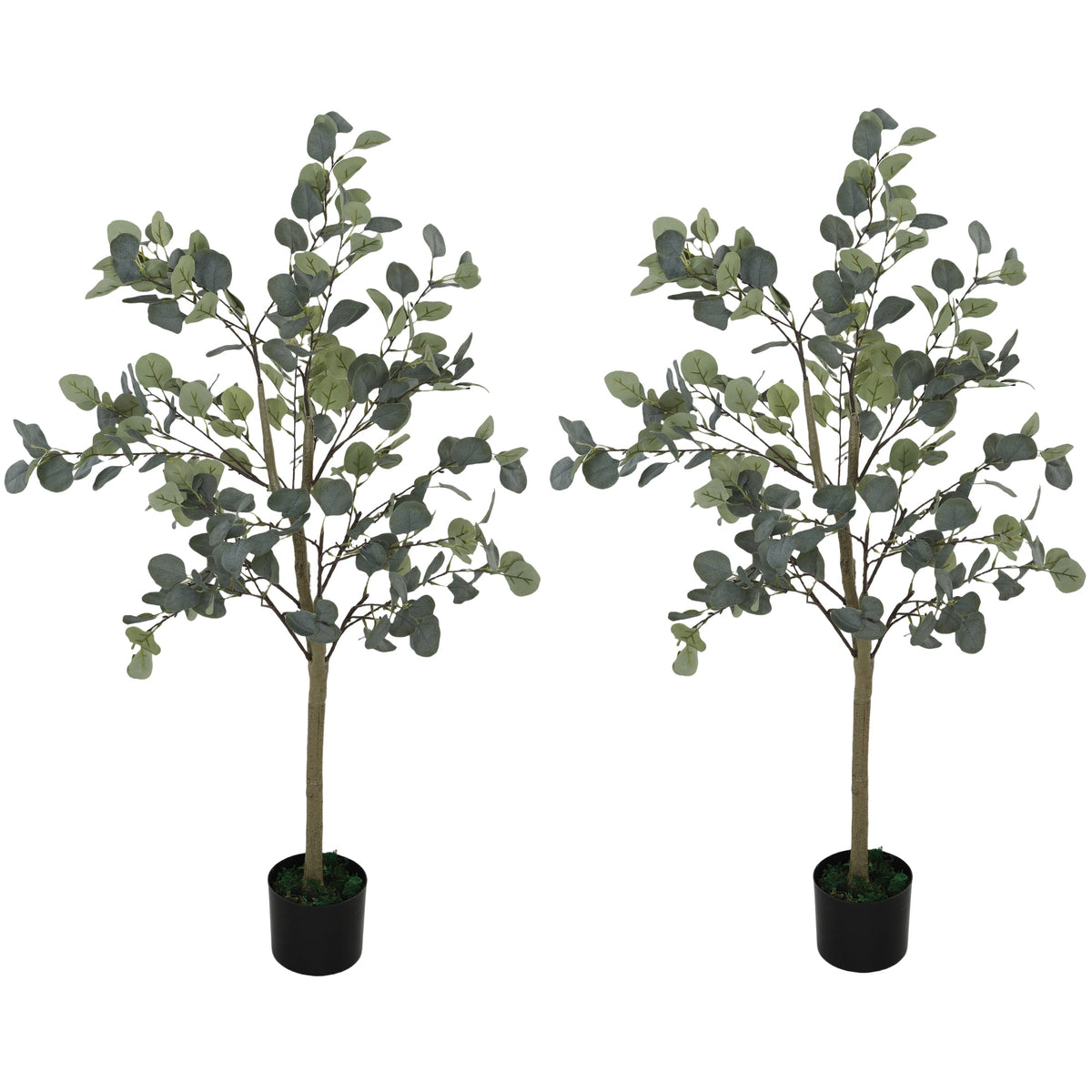 HOMCOM 2 Pack Artificial Plants, Faux Silk Eucalyptus Trees