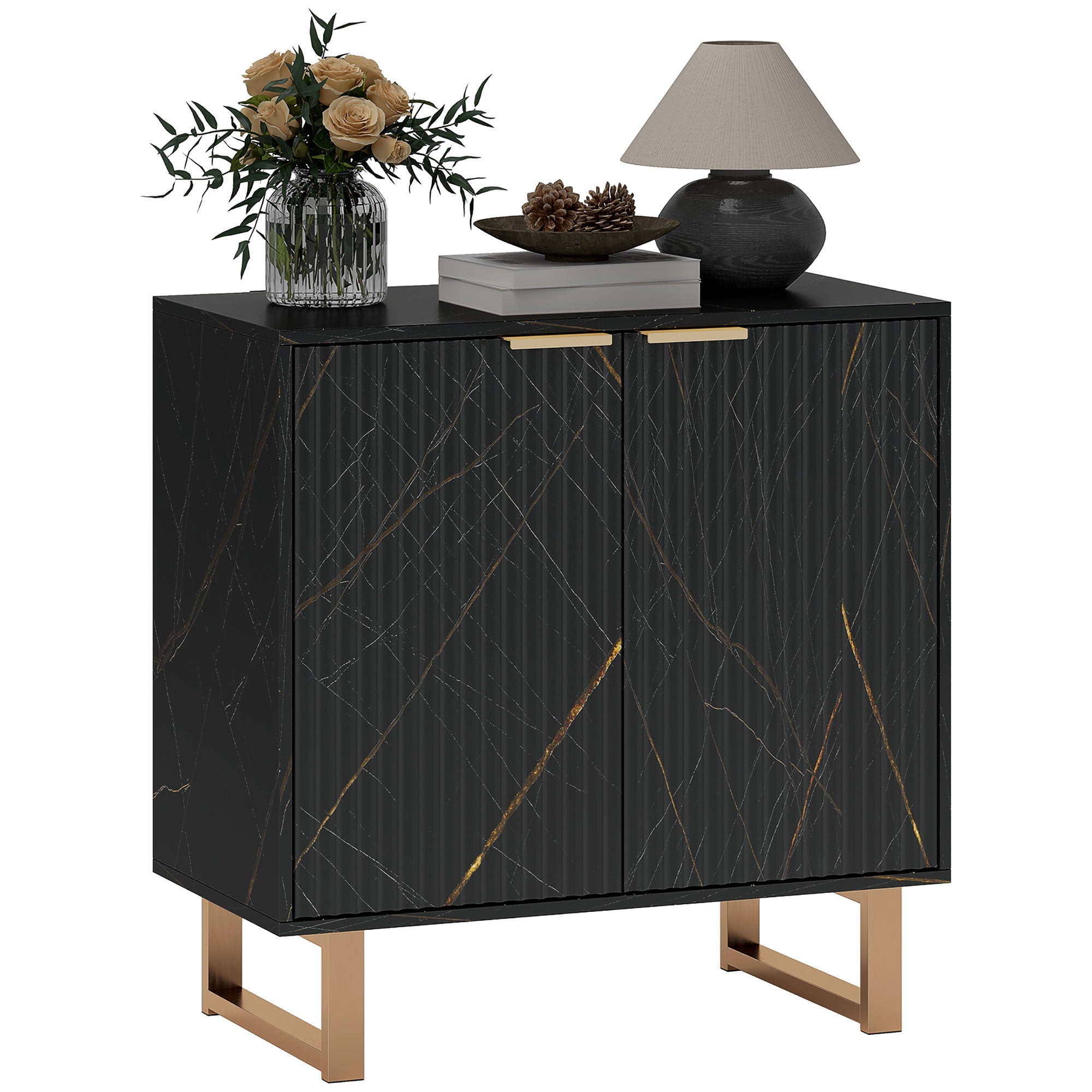 Elegant Black Storage Unit with Gold Accents - Stylish & Functional Furniture