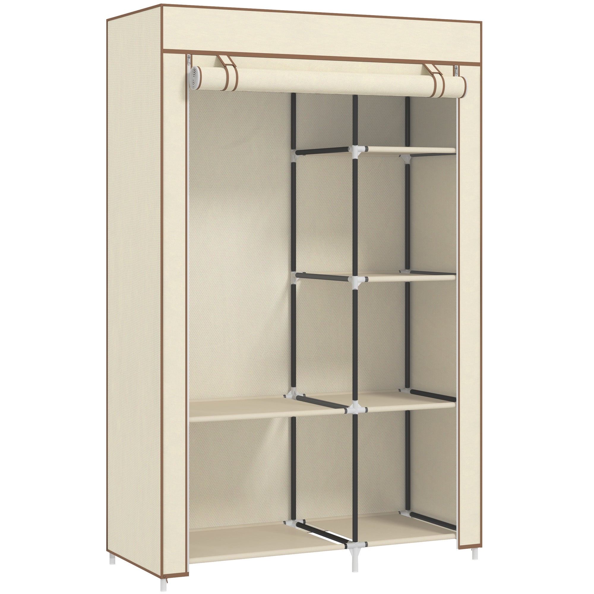 HOMCOM Fabric Wardrobe w/ Shelves Hanging Rail Foldable Closets