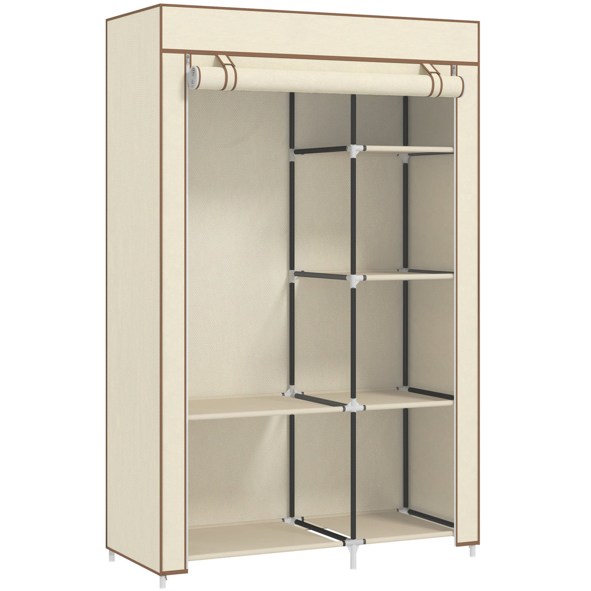 HOMCOM Fabric Wardrobe w/ Shelves Hanging Rail Foldable Closets