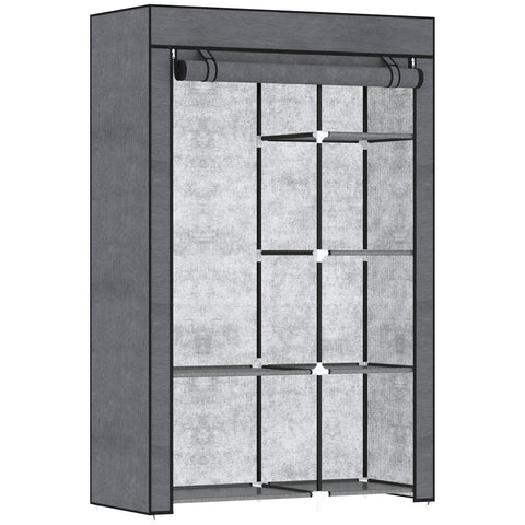 HOMCOM Fabric Wardrobe w/ Shelves Hanging Rail Foldable Closets