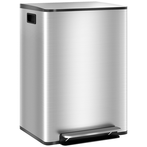 HOMCOM 2 x 25L Double Kitchen Bin, Pedal Bin with Soft-Close Lid