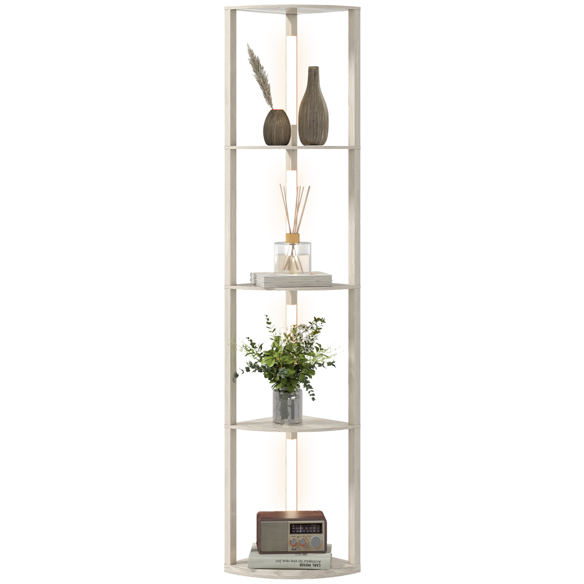 HOMCOM Corner Floor Lamp with Dimmable Warm White LED Light