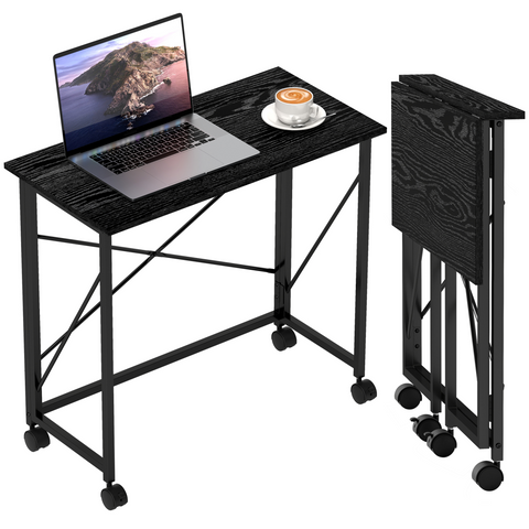 HOMCOM Folding Desk on Wheels, Writing Table for Home Office