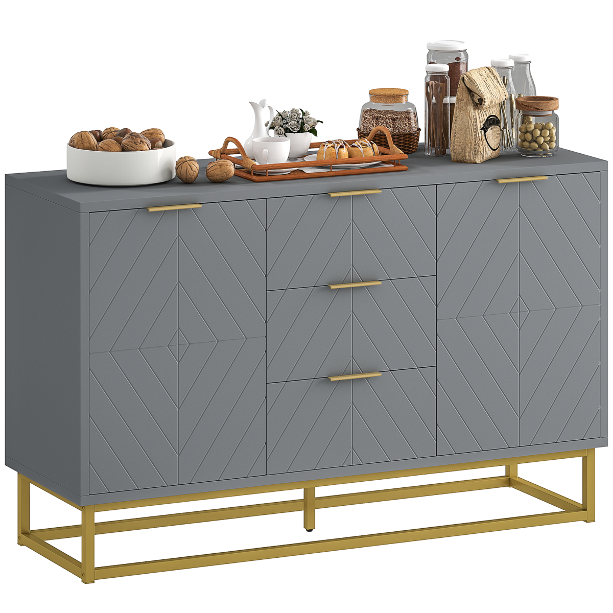 HOMCOM Sideboard Storage Cabinet with Adjustable Shelves