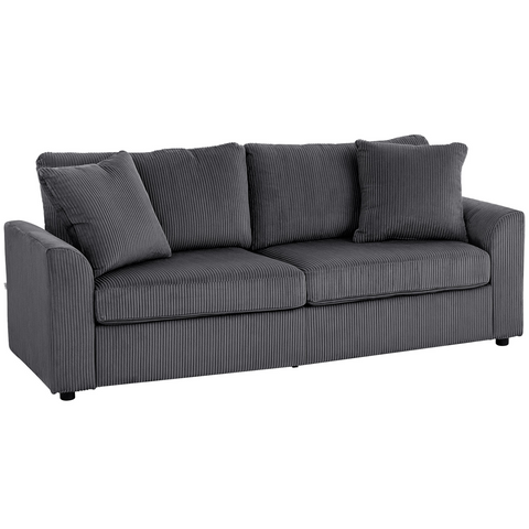 HOMCOM 212 cm Upholstered Jumbo Cord Sofa Couch with Spring Cushion