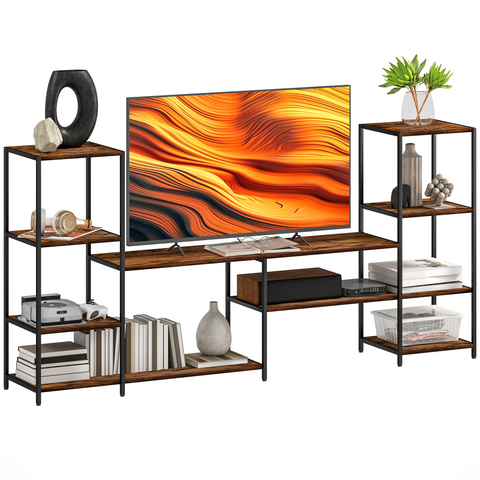 HOMCOM TV Unit for TVs up to 60 Inches, Industrial TV Stand with Shelves