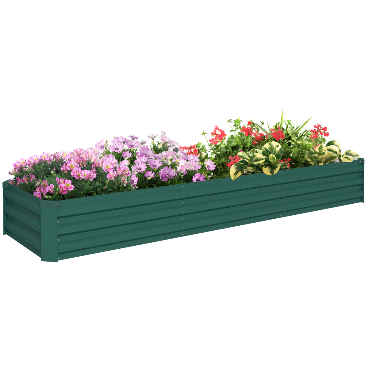 Outsunny Galvanised Raised Bed for Garden, Outdoor Elevated Planter Box