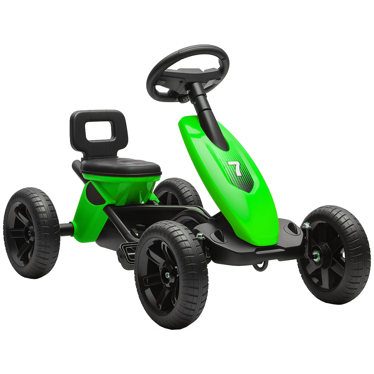 AIYAPLAY Pedal Go-Kart for Kids with Silent EVA Wheels, Metal Frame, Blue