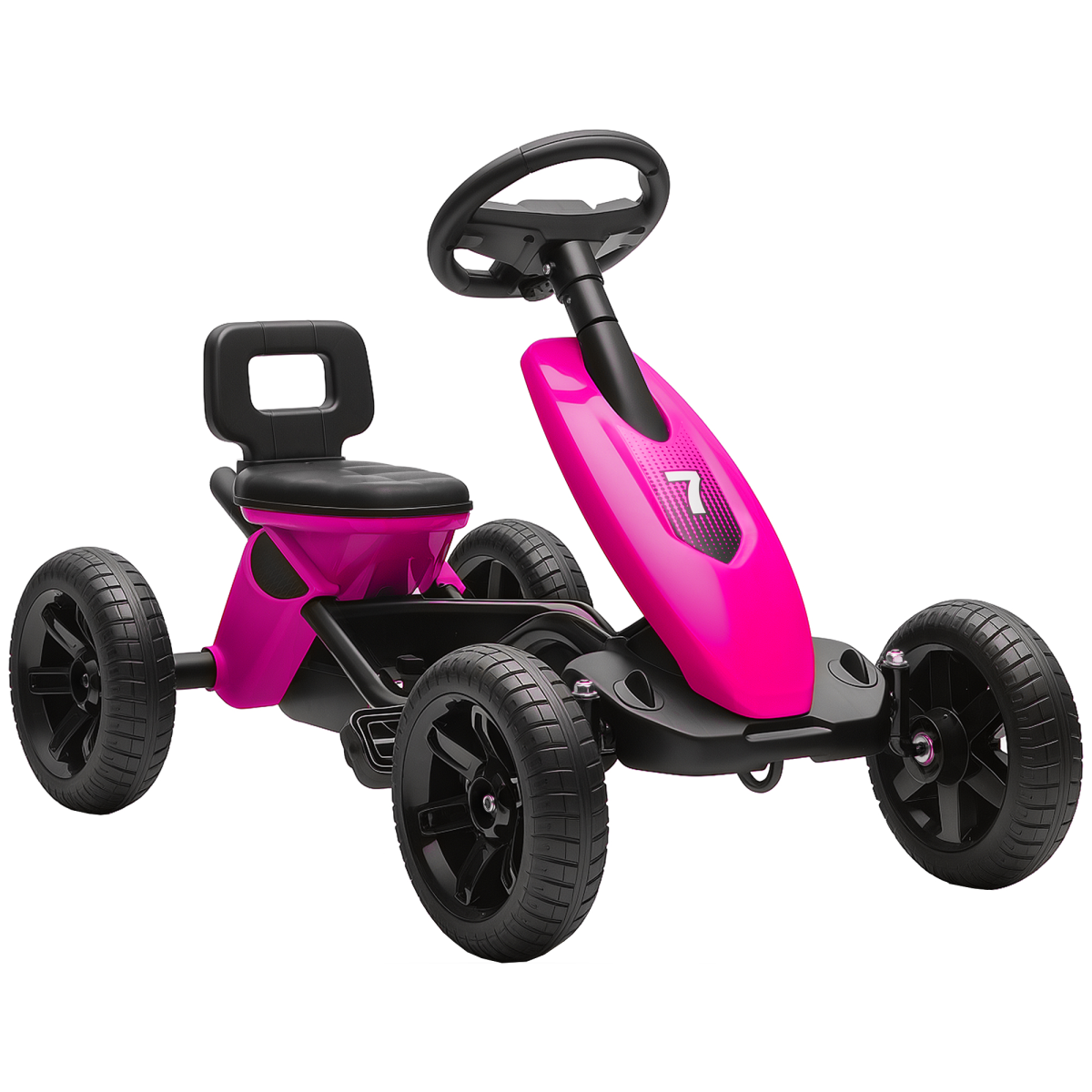 AIYAPLAY Pedal Go-Kart for Kids with Silent EVA Wheels, Metal Frame, Blue