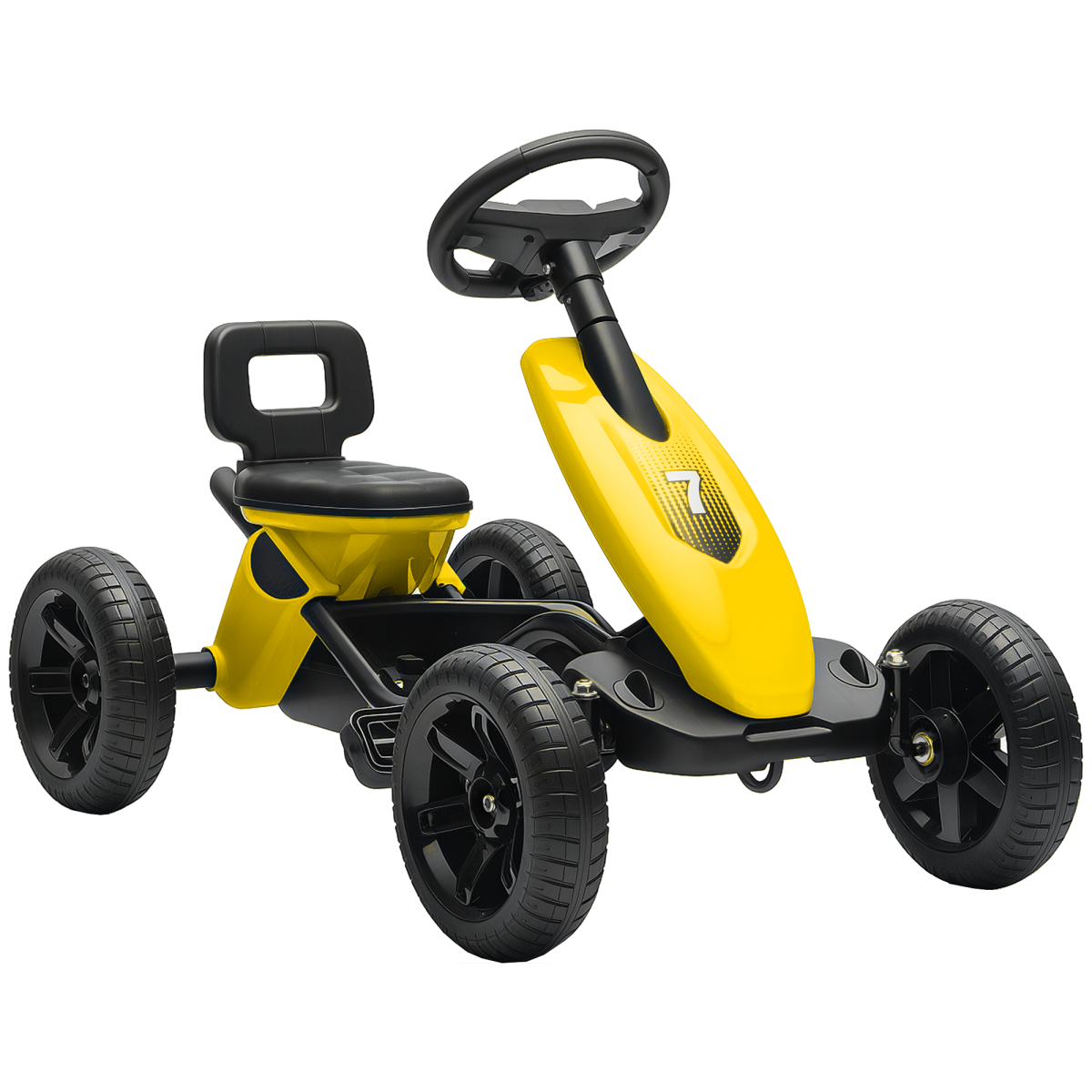 AIYAPLAY Pedal Go-Kart for Kids with Silent EVA Wheels, Metal Frame, Blue