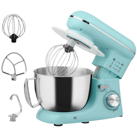 HOMCOM Electric Stand Mixer, 4.5L Food Mixer with Dough Hook, Whisk, Beige