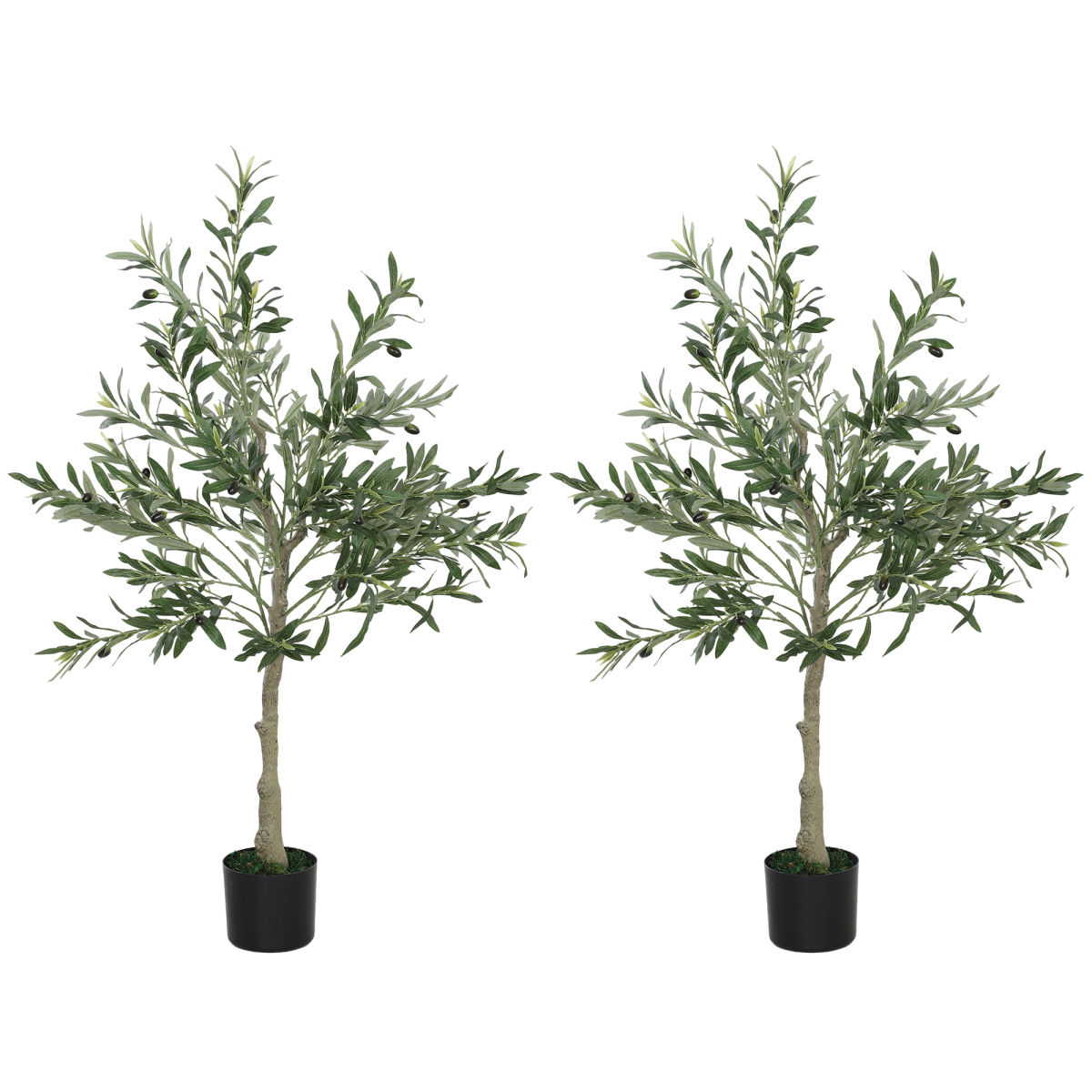 HOMCOM 2 Pack Indoor Artificial Plants, Faux Potted Silk Olive Trees, 120cm