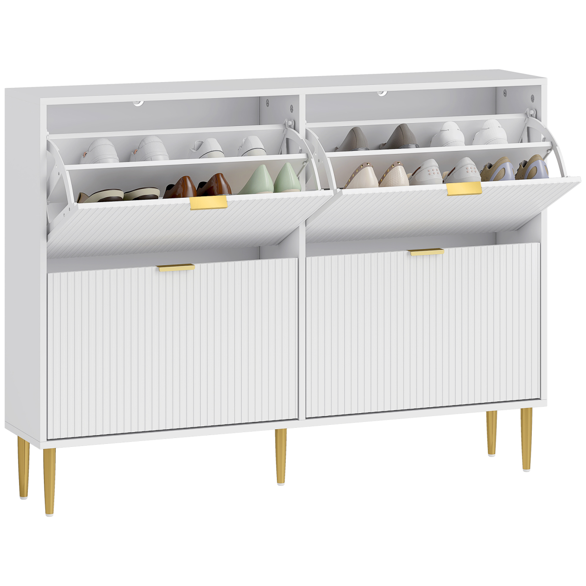 HOMCOM Slim Shoe Storage Cabinet with 2 or 3 or 4 Flip Drawers for Hallway