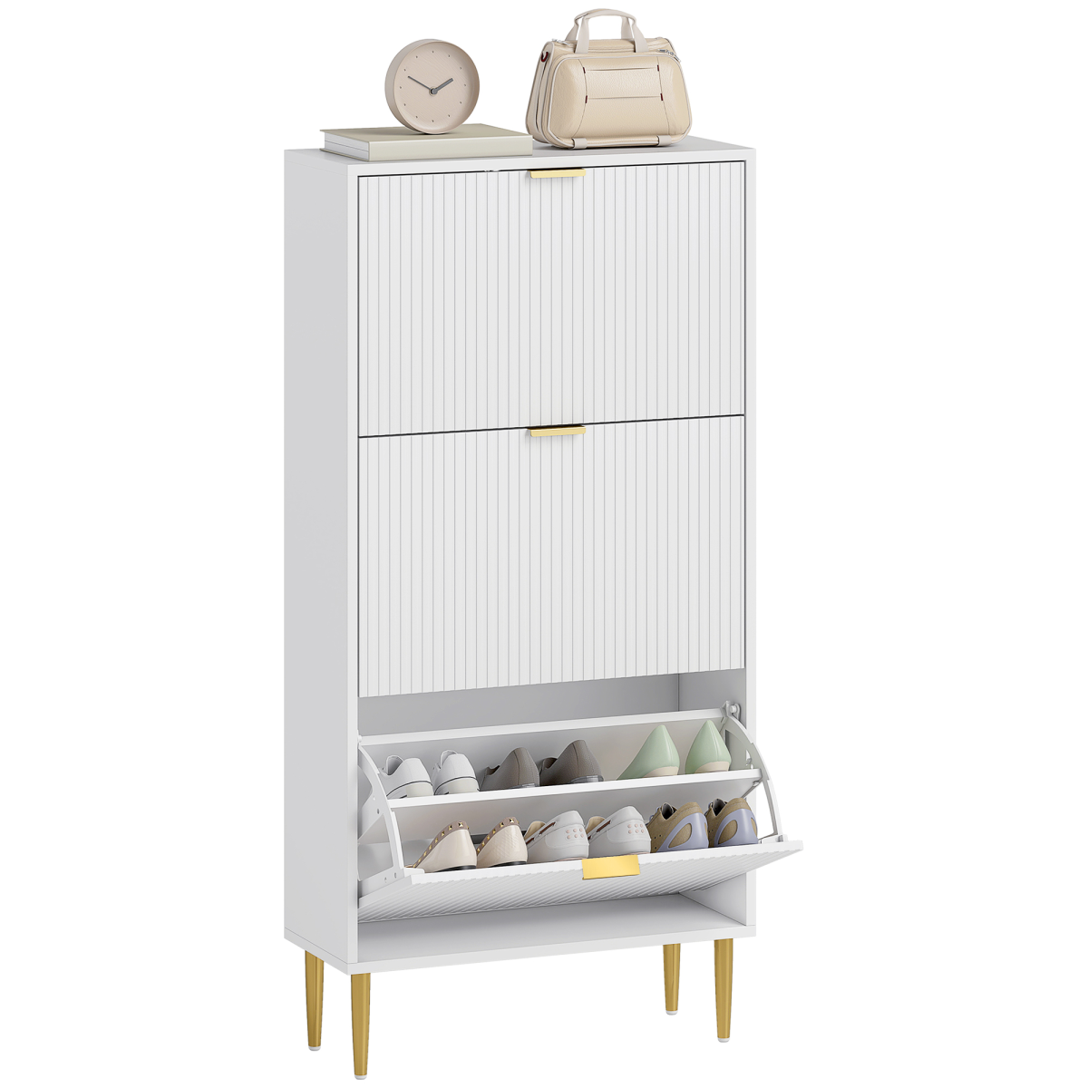 HOMCOM Slim Shoe Storage Cabinet with 2 or 3 or 4 Flip Drawers for Hallway