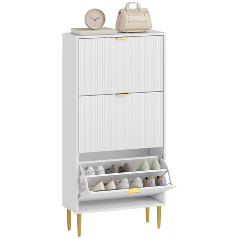 HOMCOM Slim Shoe Storage Cabinet with 2 or 3 or 4 Flip Drawers for Hallway