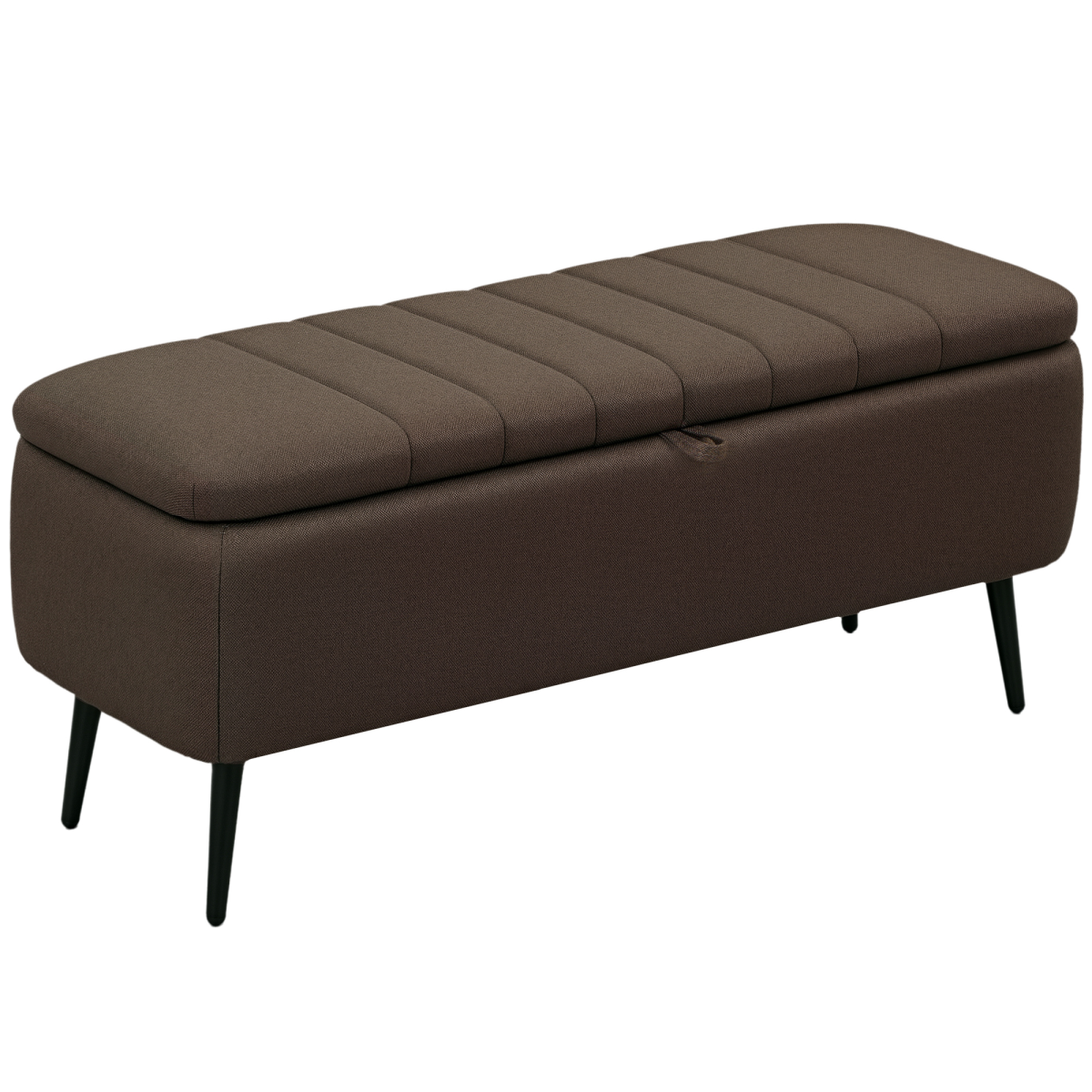 HOMCOM Storage Ottoman Bench, Linen Fabric Footstool with Steel Legs Blue