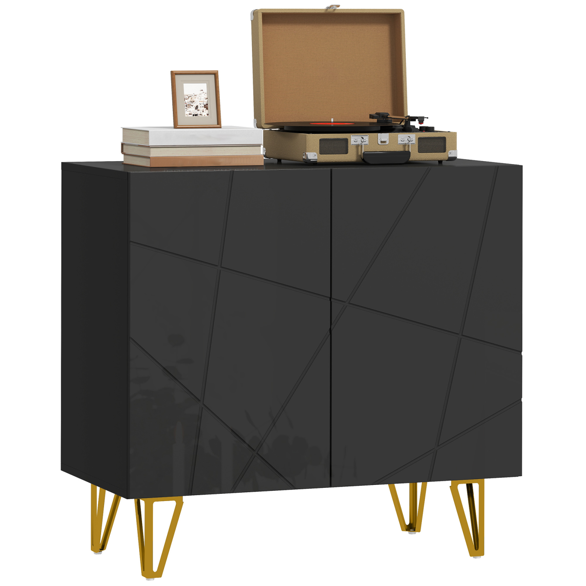 HOMCOM Storage Cabinet, Sideboard with Adjustable Shelf, Black