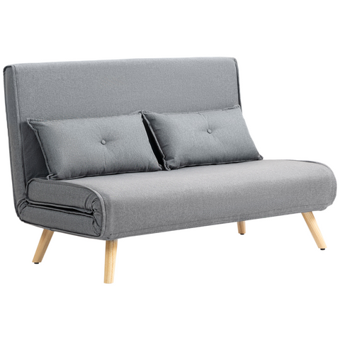 HOMCOM Click Clack Sofa Bed, 2 Seater Bed Settee for Living Room, Grey