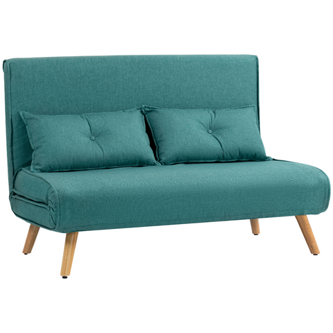 HOMCOM Click Clack Sofa Bed, 2 Seater Bed Settee for Living Room, Grey