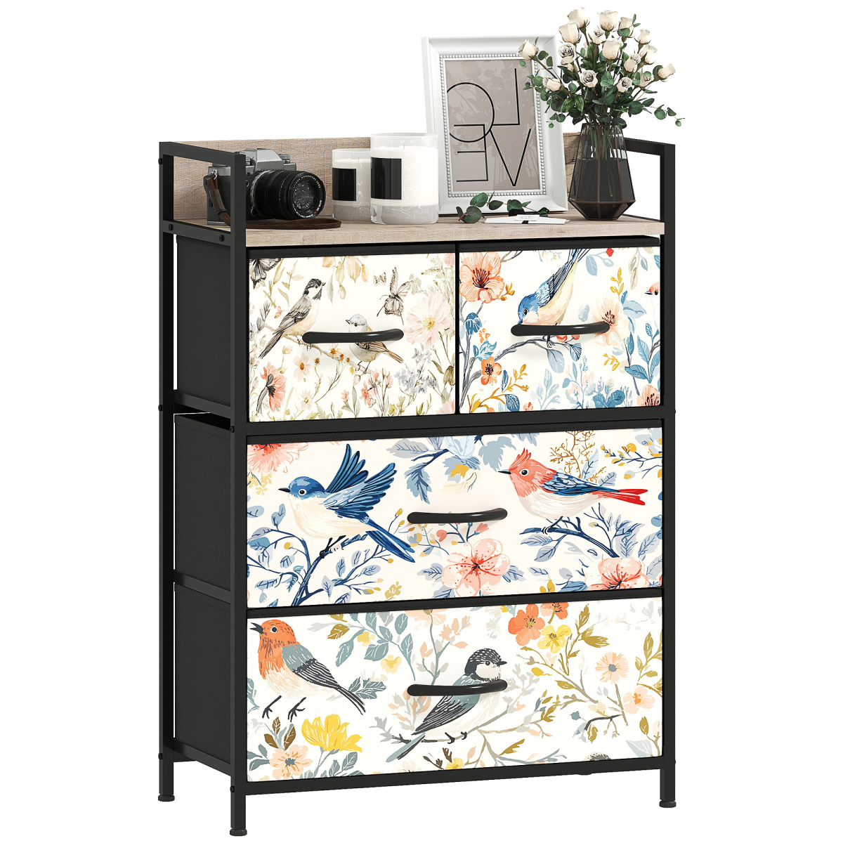 HOMCOM 4 or 5 or 6 or 7 or 8-Drawer Chest of Drawers, Fabric Dresser with Open Shelf