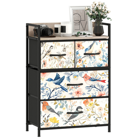 HOMCOM 4 or 5 or 6 or 7 or 8-Drawer Chest of Drawers, Fabric Dresser with Open Shelf