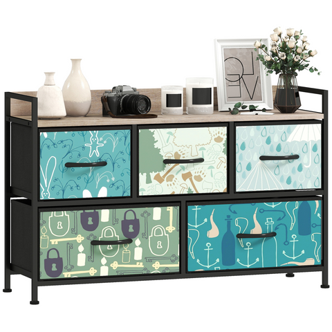 HOMCOM 4 or 5 or 6 or 7 or 8-Drawer Chest of Drawers, Fabric Dresser with Open Shelf