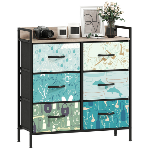 HOMCOM 4 or 5 or 6 or 7 or 8-Drawer Chest of Drawers, Fabric Dresser with Open Shelf