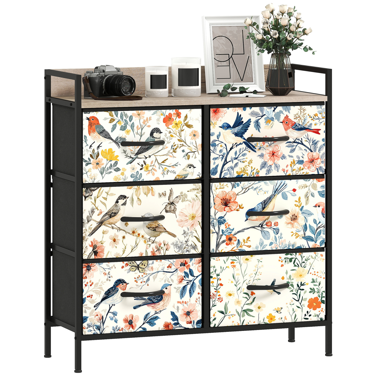 HOMCOM 4 or 5 or 6 or 7 or 8-Drawer Chest of Drawers, Fabric Dresser with Open Shelf