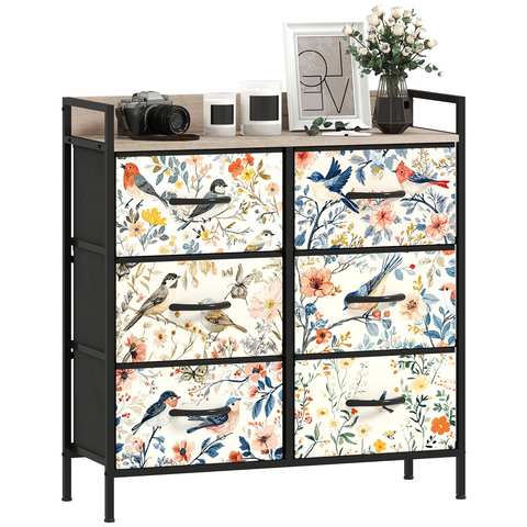 HOMCOM 4 or 5 or 6 or 7 or 8-Drawer Chest of Drawers, Fabric Dresser with Open Shelf