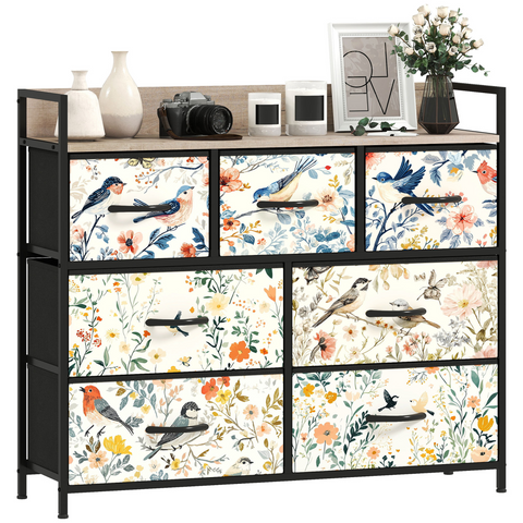 HOMCOM 4 or 5 or 6 or 7 or 8-Drawer Chest of Drawers, Fabric Dresser with Open Shelf