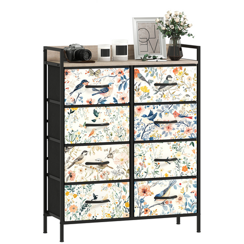 HOMCOM 4 or 5 or 6 or 7 or 8-Drawer Chest of Drawers, Fabric Dresser with Open Shelf
