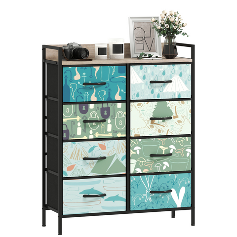 HOMCOM 4 or 5 or 6 or 7 or 8-Drawer Chest of Drawers, Fabric Dresser with Open Shelf