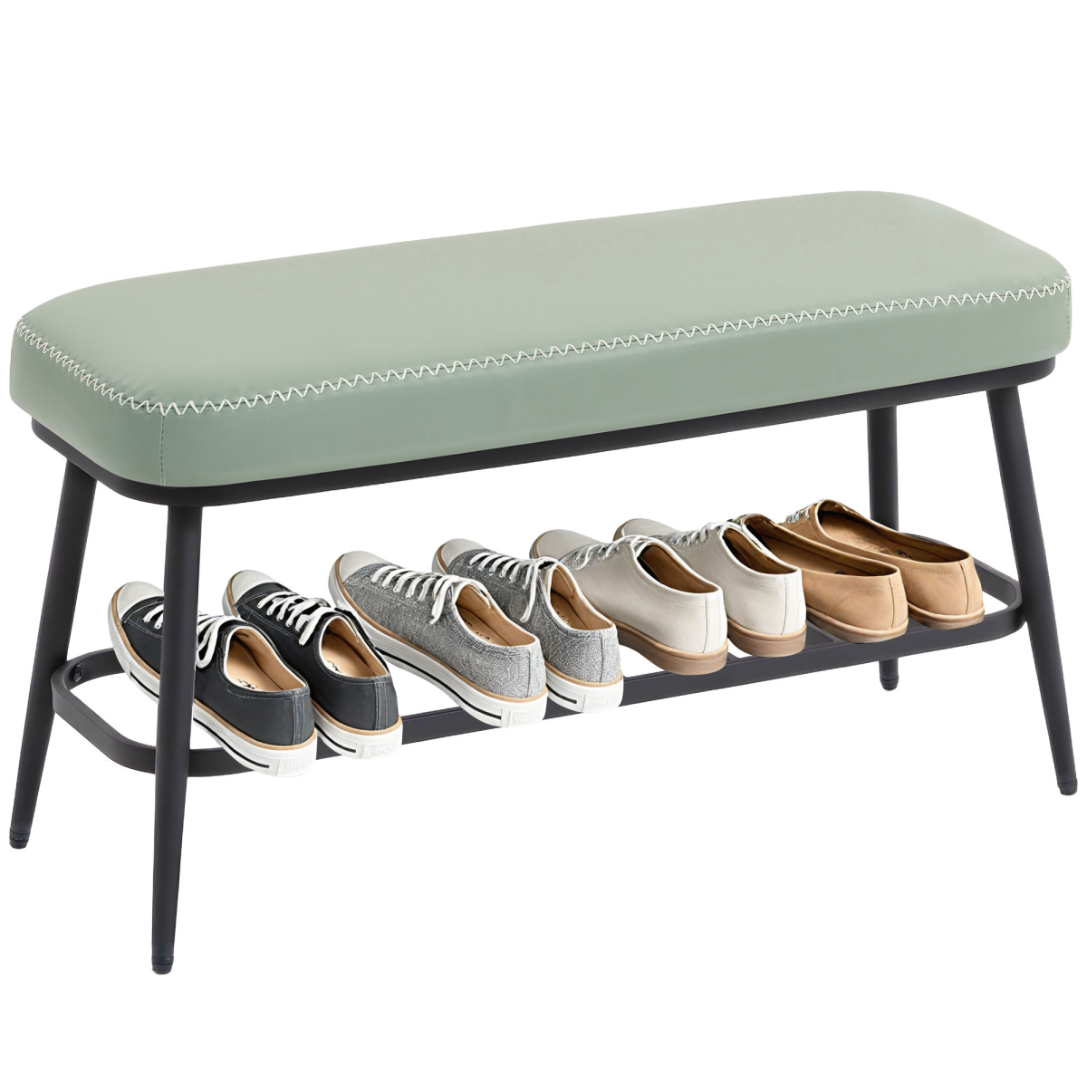 HOMCOM Shoe Bench, PU Leather Shoe Storage Bench for Entryway