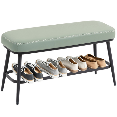 HOMCOM Shoe Bench, PU Leather Shoe Storage Bench for Entryway