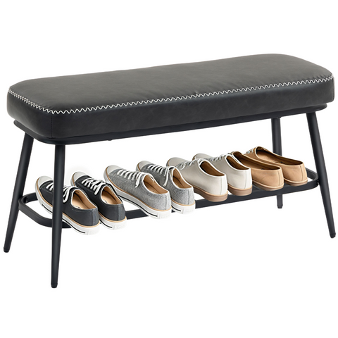 HOMCOM Shoe Bench, PU Leather Shoe Storage Bench for Entryway