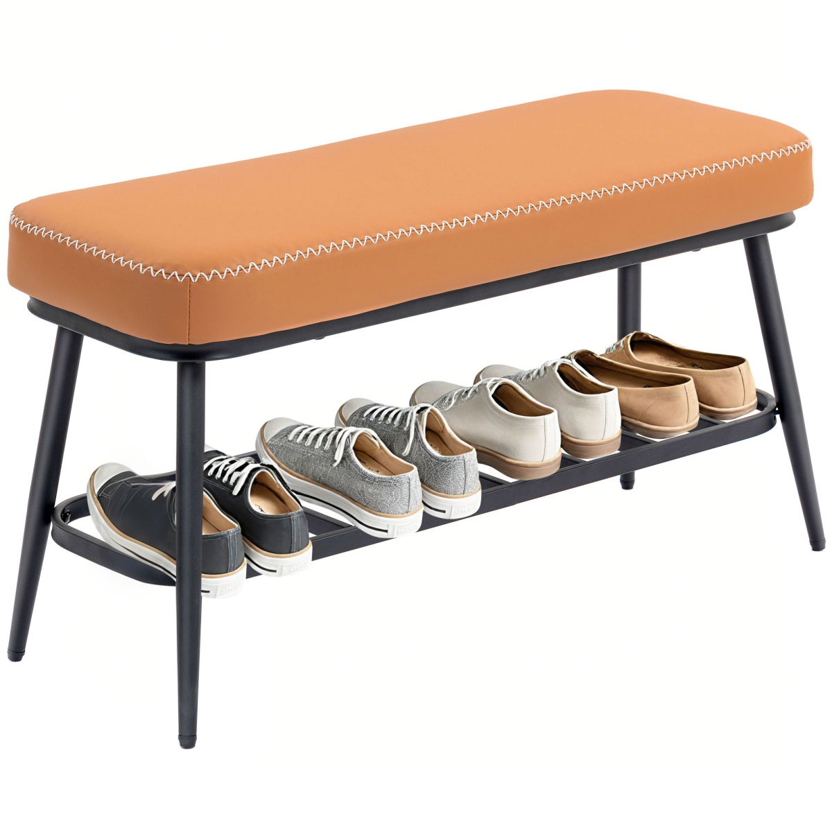 HOMCOM Shoe Bench, PU Leather Shoe Storage Bench for Entryway
