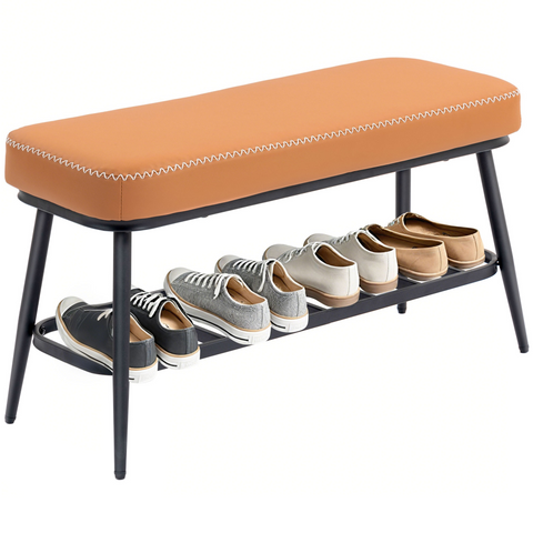 HOMCOM Shoe Bench, PU Leather Shoe Storage Bench for Entryway