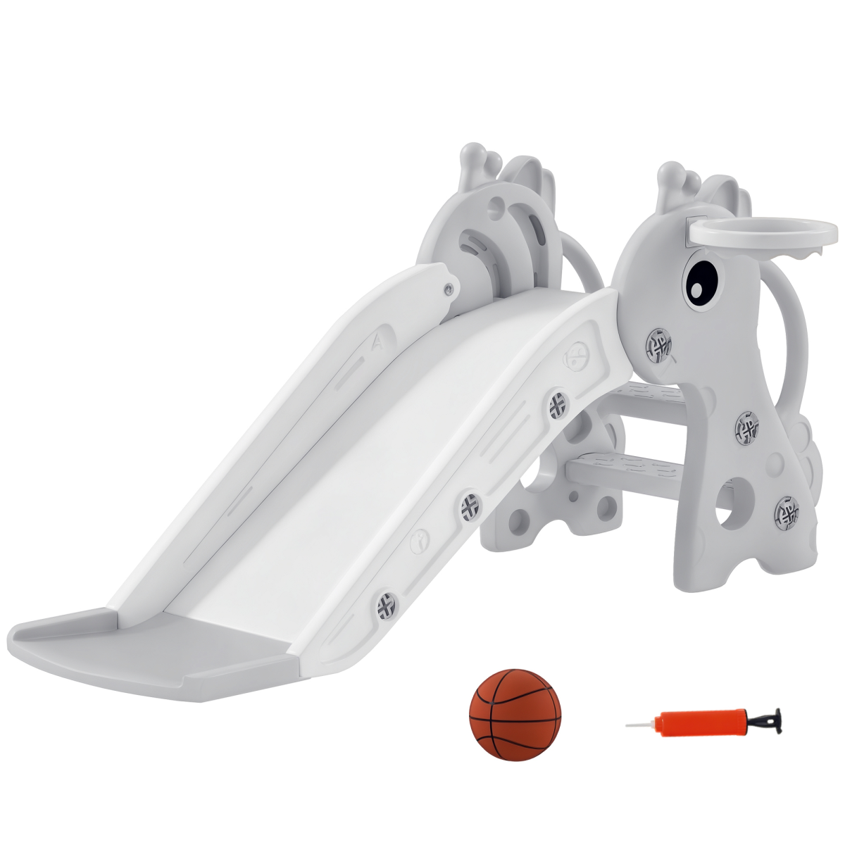 AIYAPLAY 3 in 1 Kids Slide with Climber, Basketball Hoop and Ball, Blue