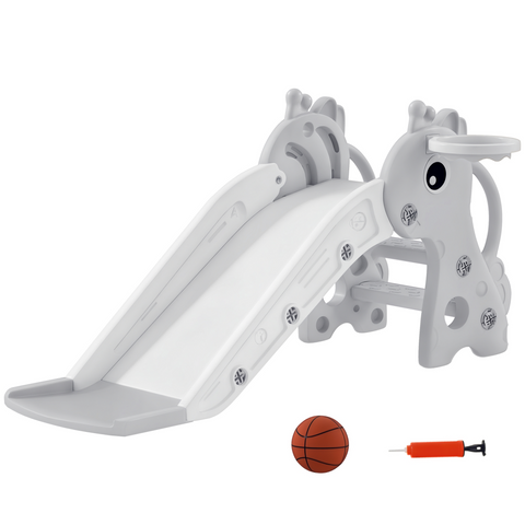 AIYAPLAY 3 in 1 Kids Slide with Climber, Basketball Hoop and Ball, Blue
